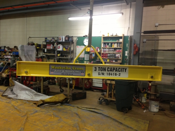 Custom girder crane lifting beam manufactured by Waukesha Crane